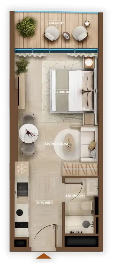 Sky Hills Astra Studio floor plan, 381 sqft