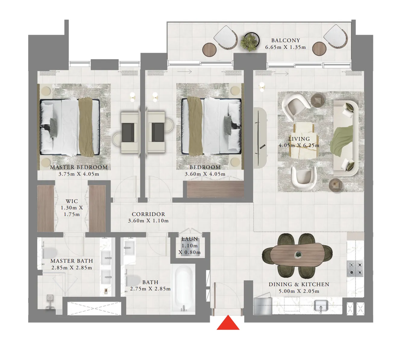Aeon 2 bed floor plan, 1,289 sqft