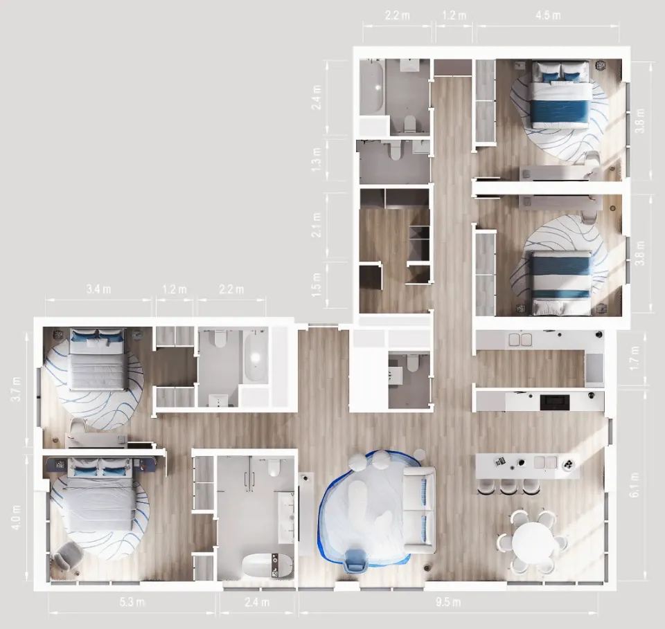 Nikki Beach Residences 4 bed floor plan, 4,922 sqft