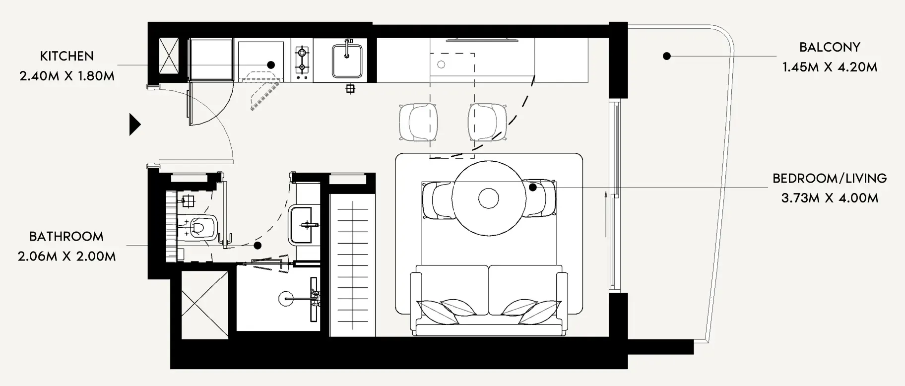 Azizi Leily Studio floor plan, 334 sqft