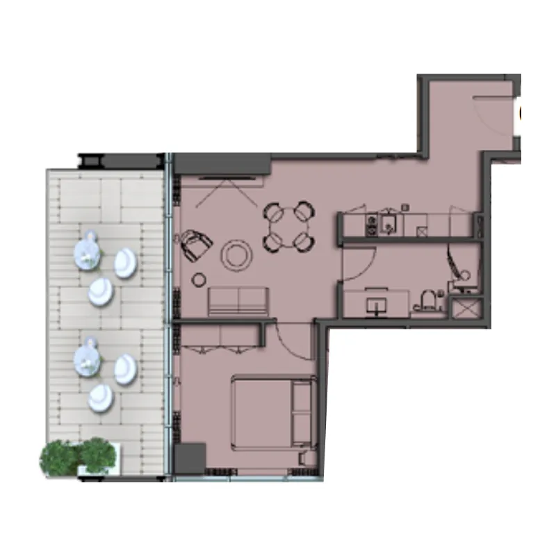 The Symphony by Imtiaz 1 bed floor plan, 728 – 876 sqft