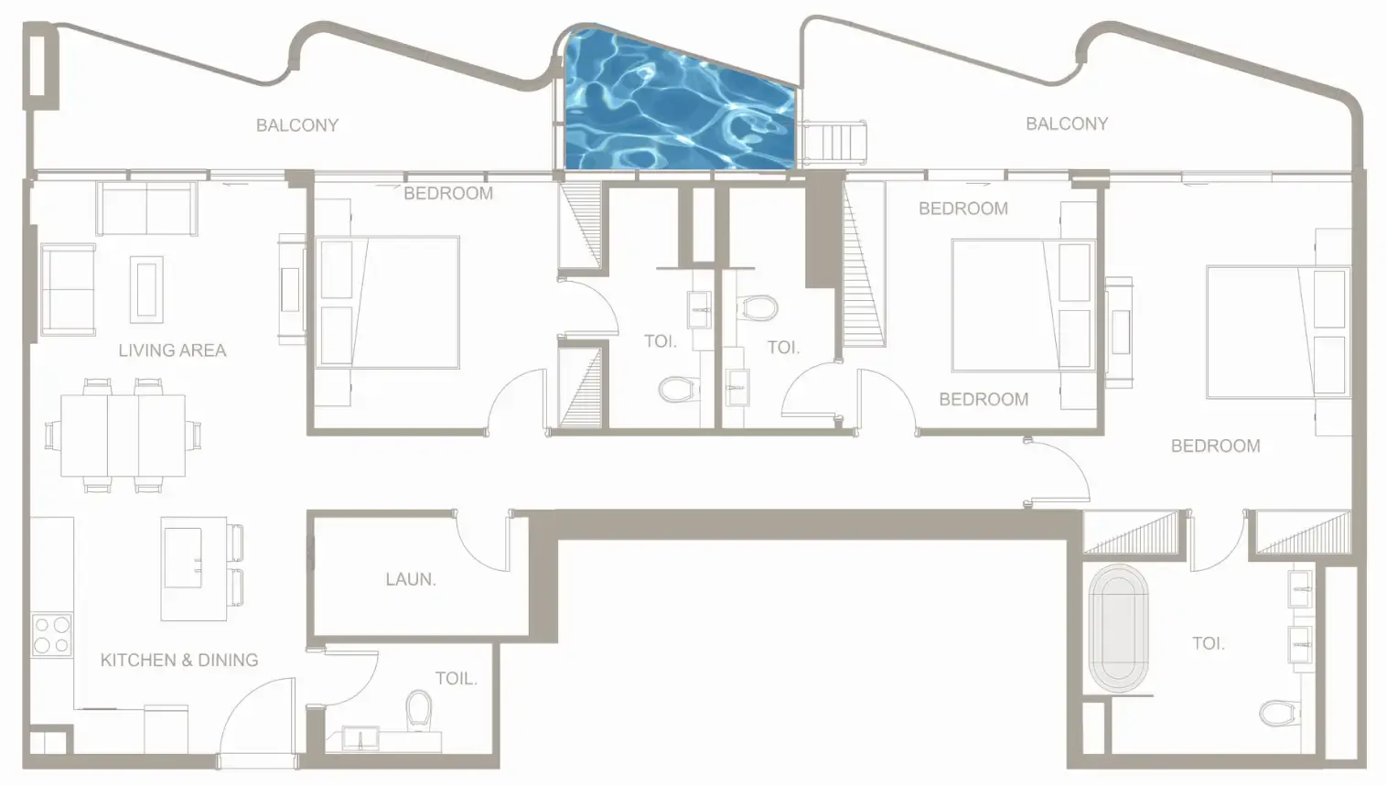 Iluka Residences 3 bed floor plan, 1,617 sqft