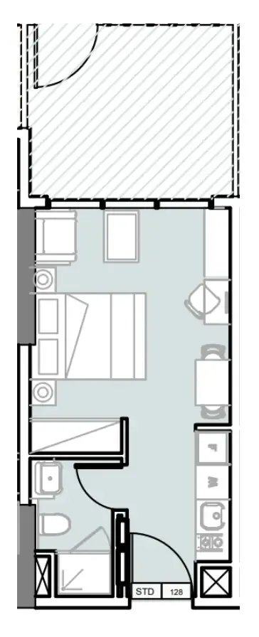 Verdana III Studio floor plan, 396 sqft