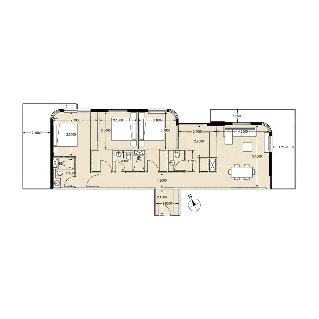 Dolce Residences by Wyndham 3 bed floor plan, 1,800 sqft