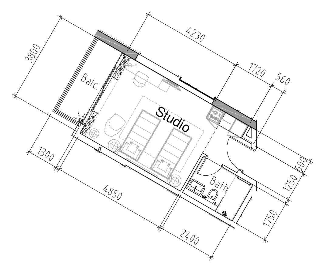 Damac Hills 2 - Hotel Edge by Rotana Studio floor plan, 356 sqft