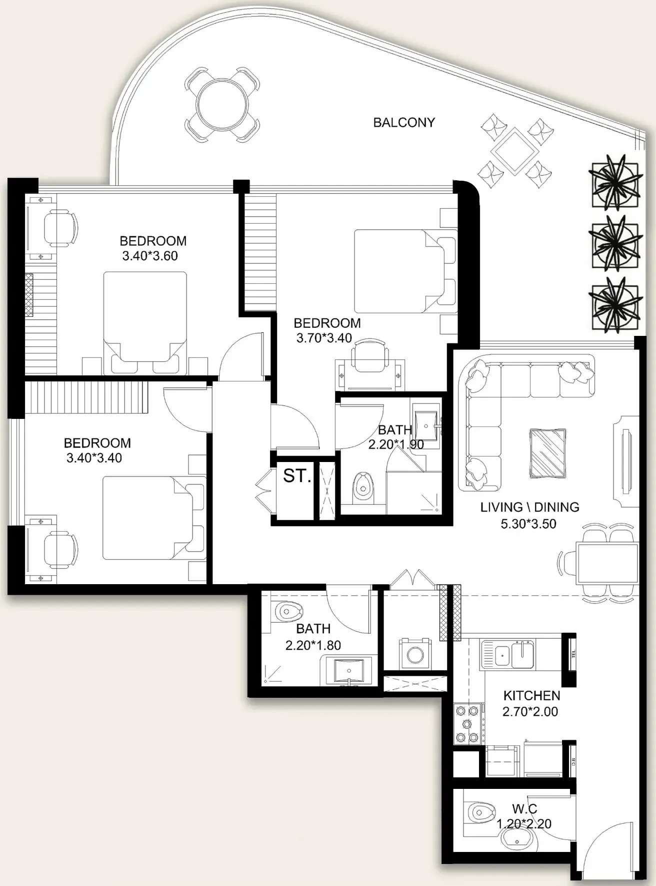 X11 3 bed floor plan, 1,497 sqft
