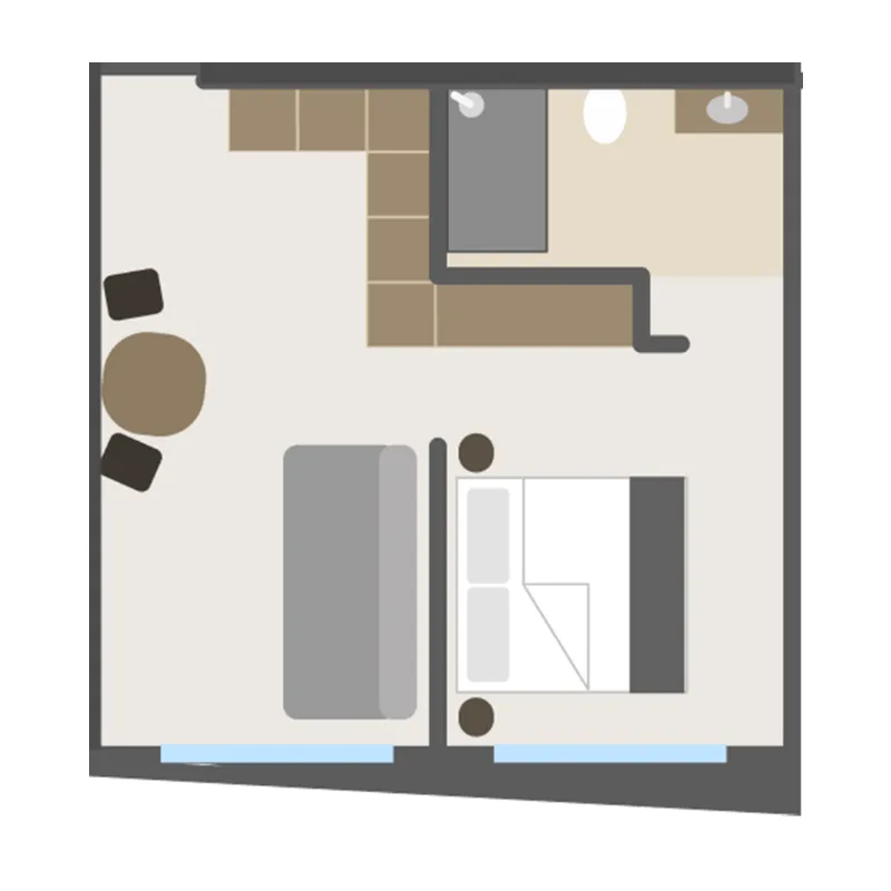 Swoi Berawa Apartments Studio floor plan, 380 sqft