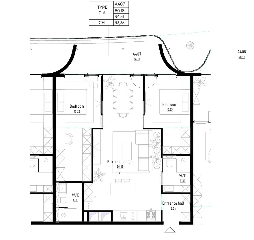 Bamboo Forest 2 bed floor plan, 1,012 – 1,216 sqft