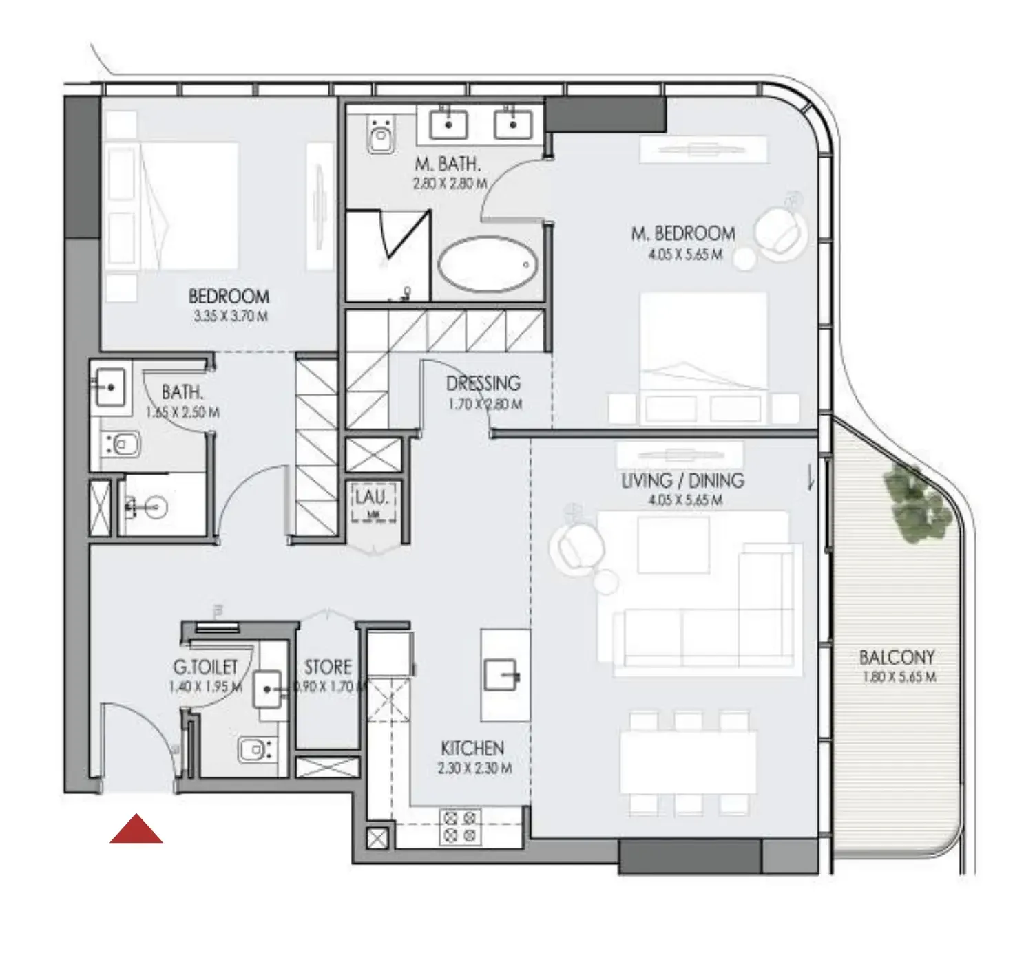 Do Hotels and Residences 2 bed floor plan, 1,265 sqft