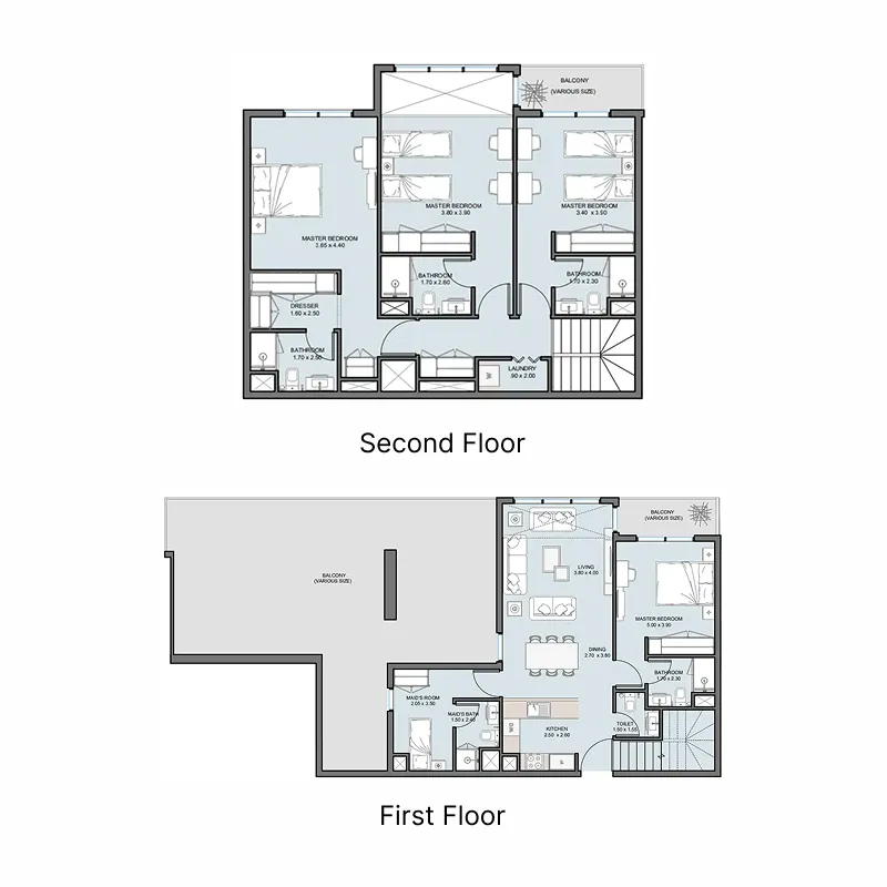 The District 4 bed floor plan, 2,117 – 2,677 sqft