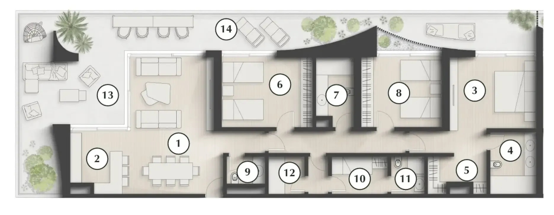 Lunaya Terraces 3 bed floor plan, 2,490 sqft