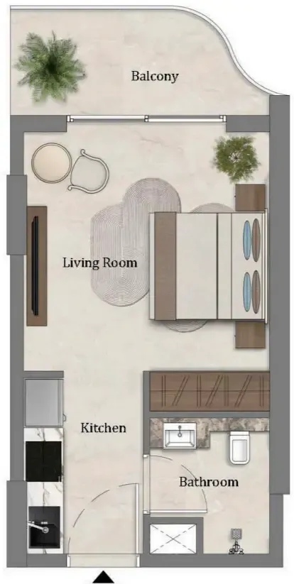 Mirari Lagoon by Zoya Studio floor plan, 342 sqft