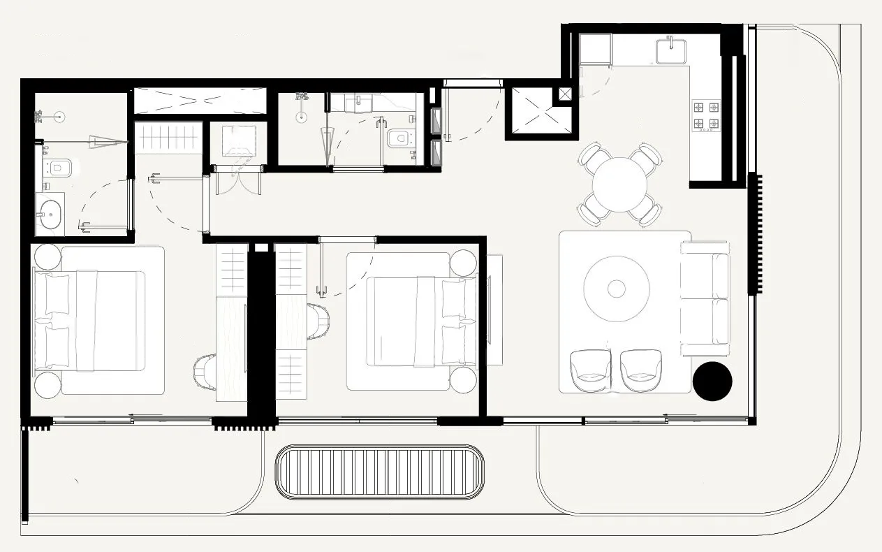 Azizi Abraham 2 bed floor plan, 1,175 sqft