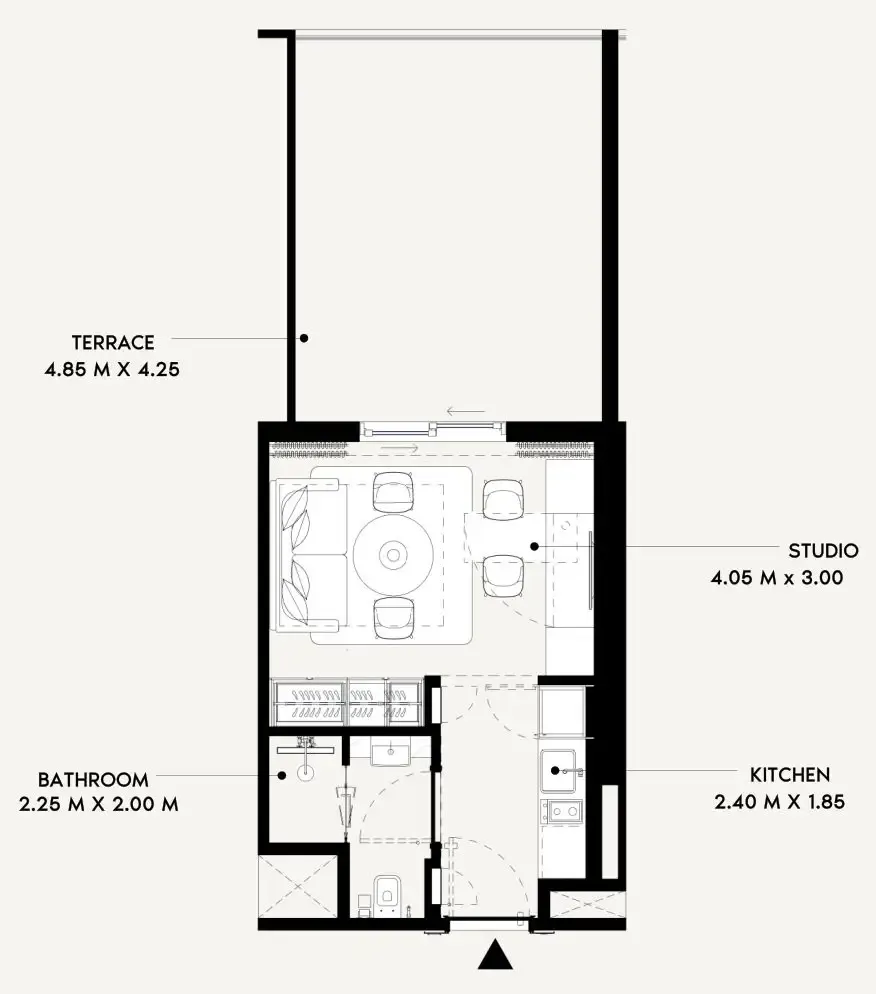 Azizi Lina Studio floor plan, 496 sqft