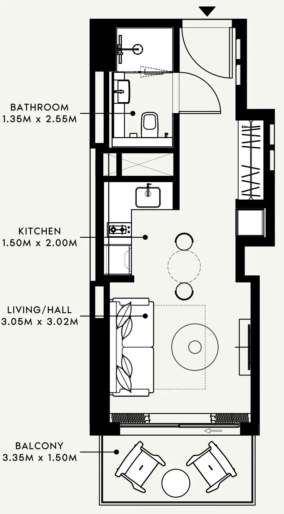 Azizi Venice Studio floor plan, 361 sqft