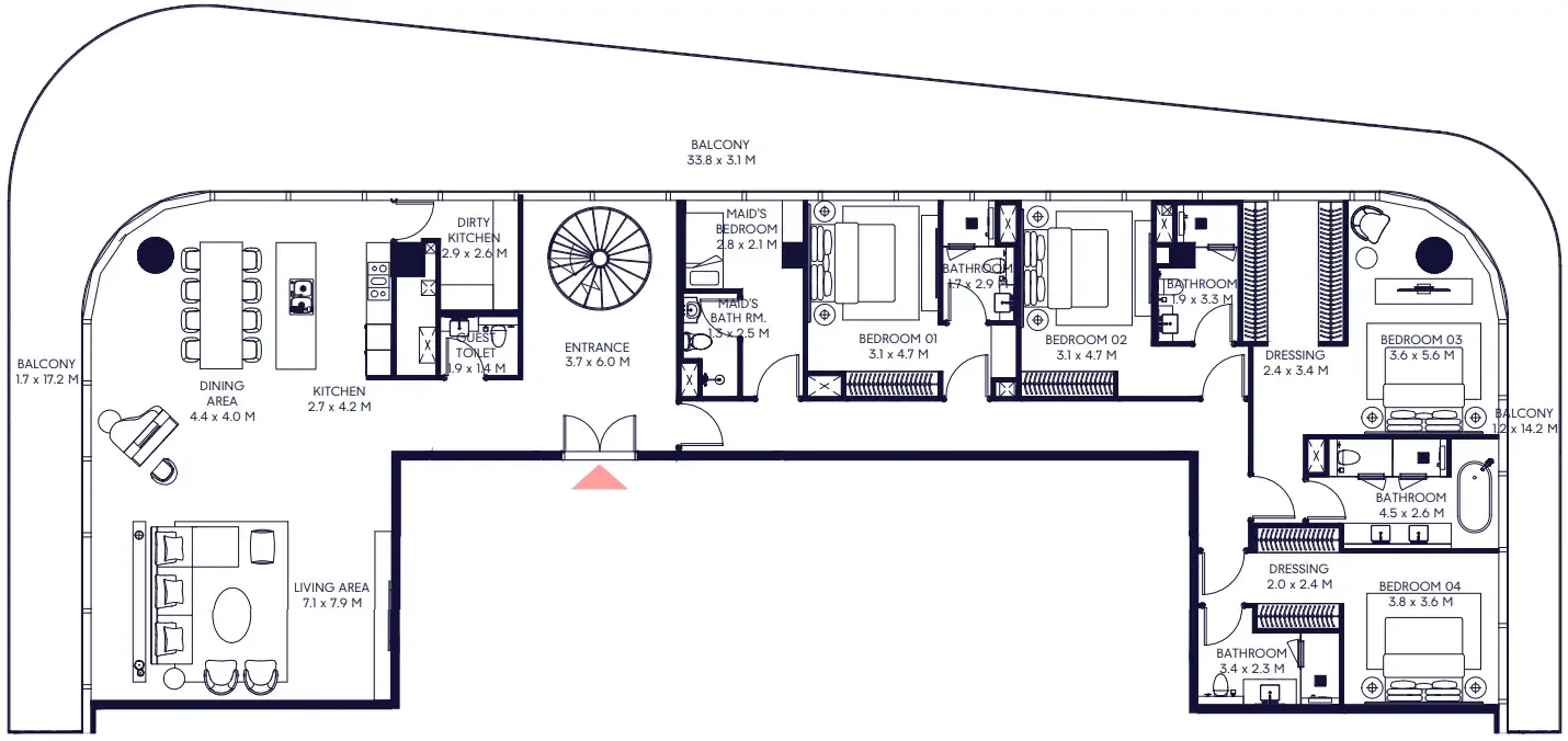 Inaura Hotels & Residences Downtown 5 bed floor plan, 7,449 sqft