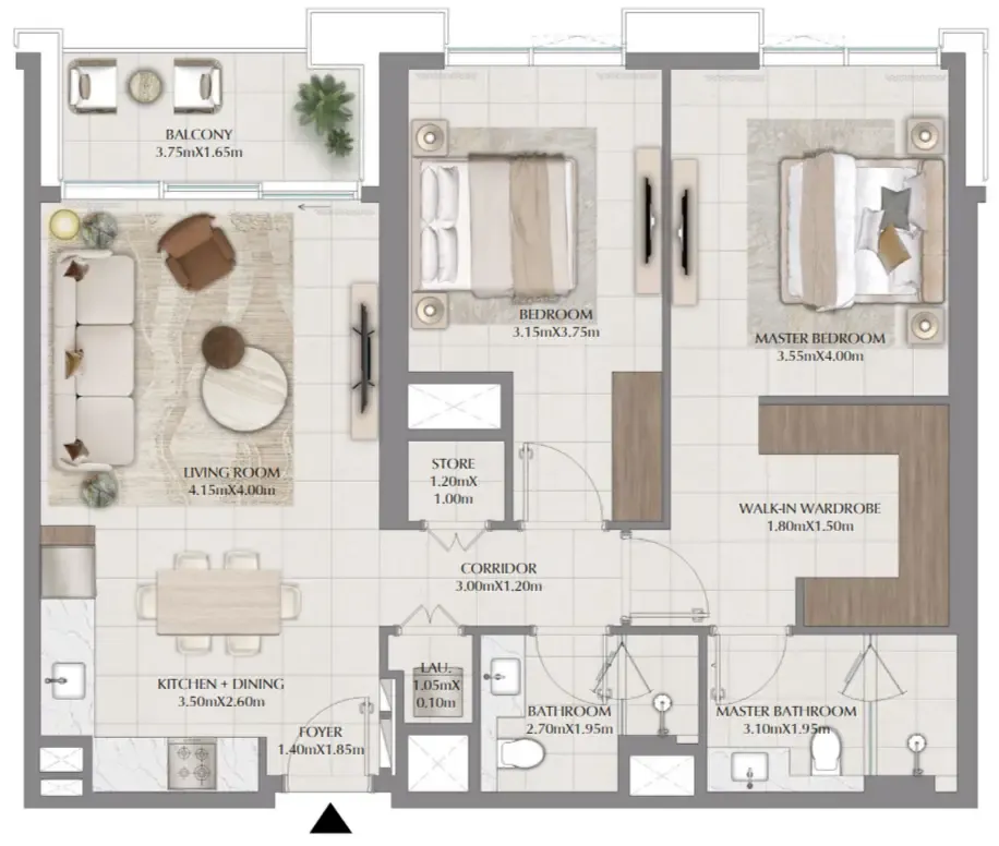 Terra Woods 2 bed floor plan, 1,113 sqft