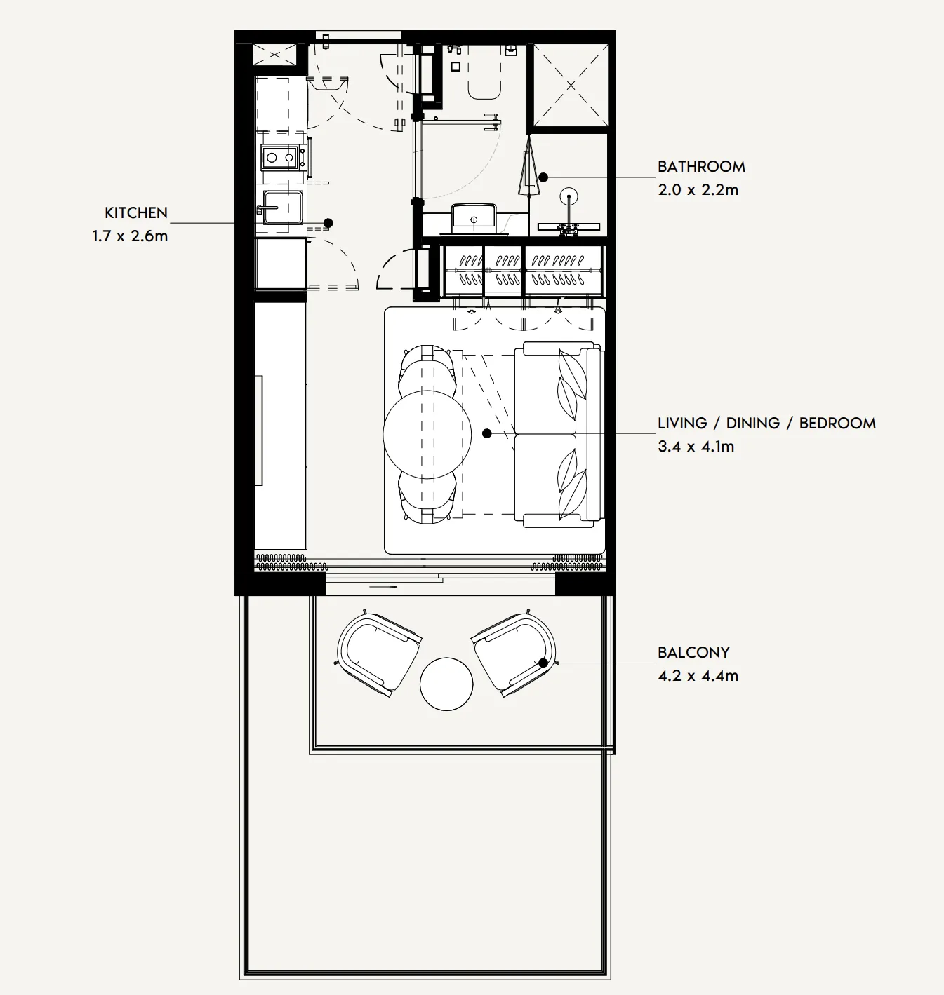 Azizi Gabriel Studio floor plan, 465 sqft