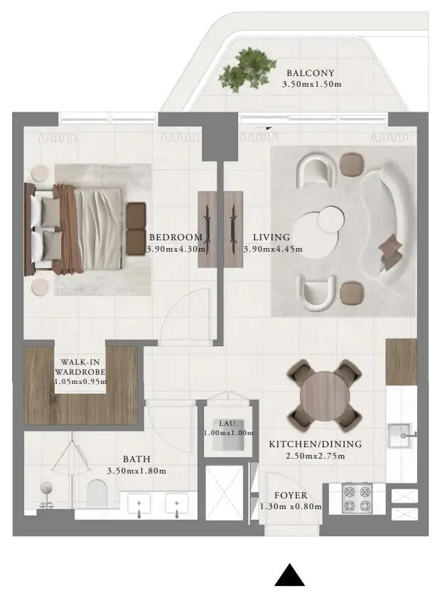 Sera 2 1 bed floor plan, 767 sqft