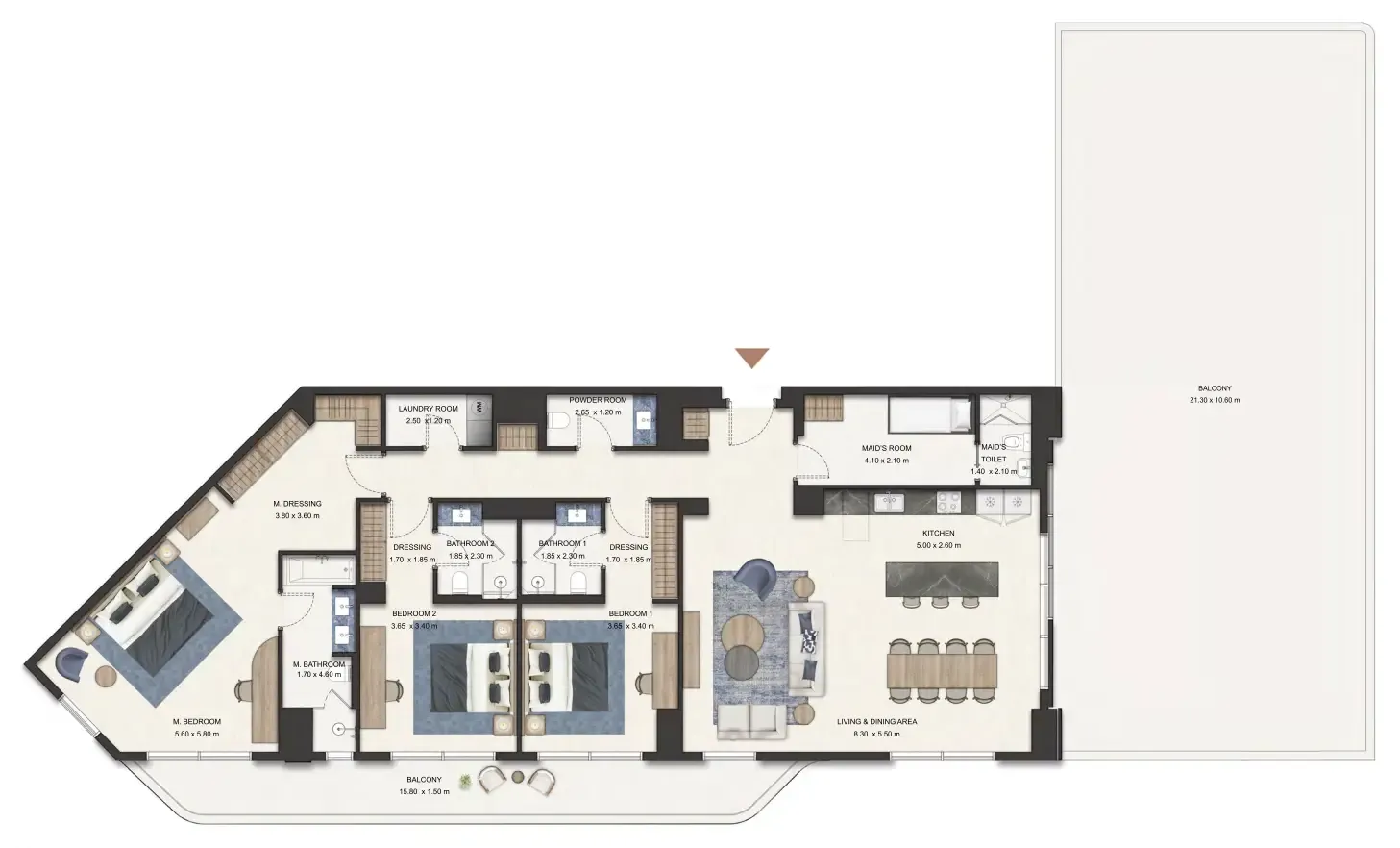 Seamont Autograph Collection Residences 3 bed floor plan, 4,514 sqft