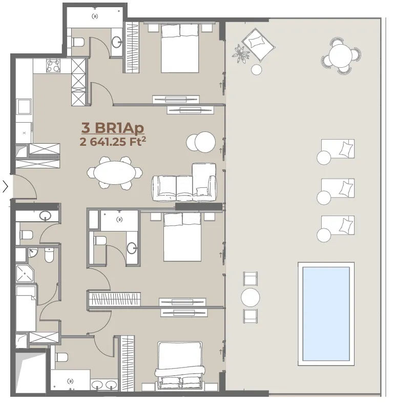 House of WELL 3 bed floor plan, 2,237 sqft