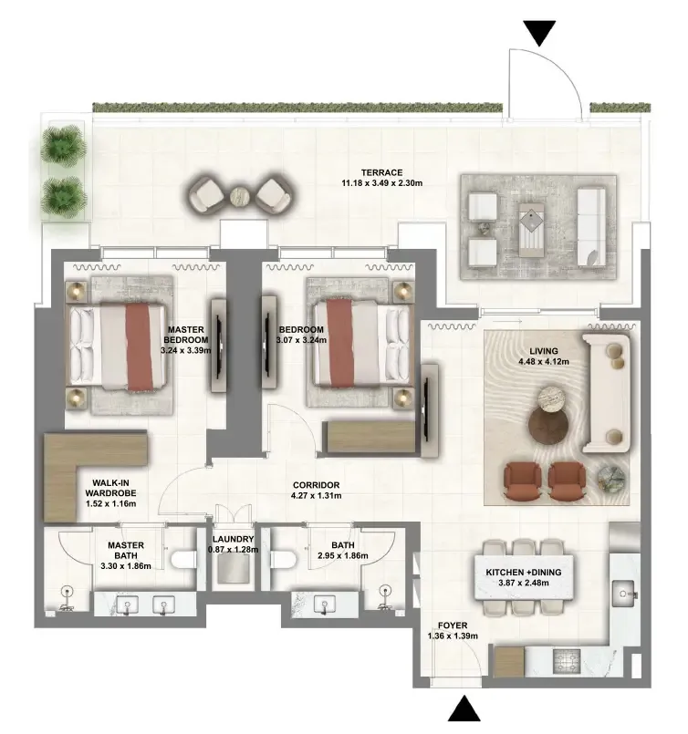 Montiva by Vida 2 bed floor plan, 1,411 sqft