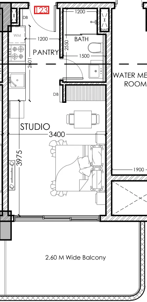 Al Haseen Residences 5 Studio floor plan, 450 sqft
