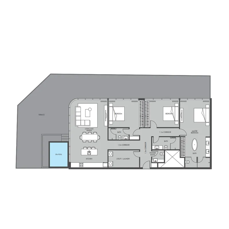 Seaside by Prestige One 3 bed floor plan, 3,145 sqft
