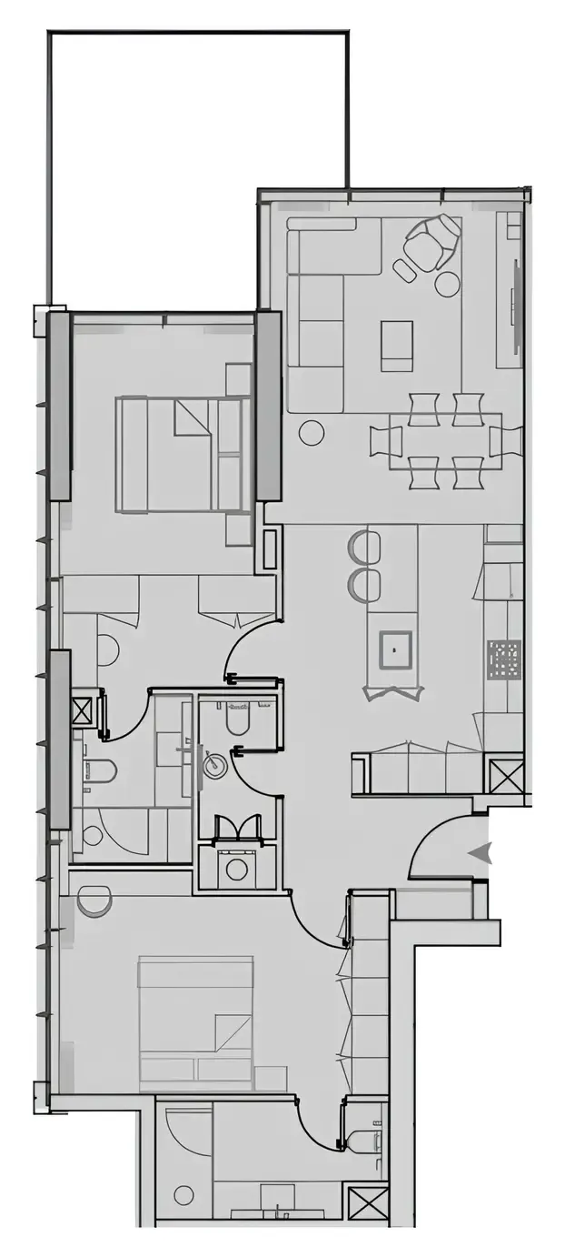 Wynwood Horizon 2 bed floor plan, 1,304 sqft