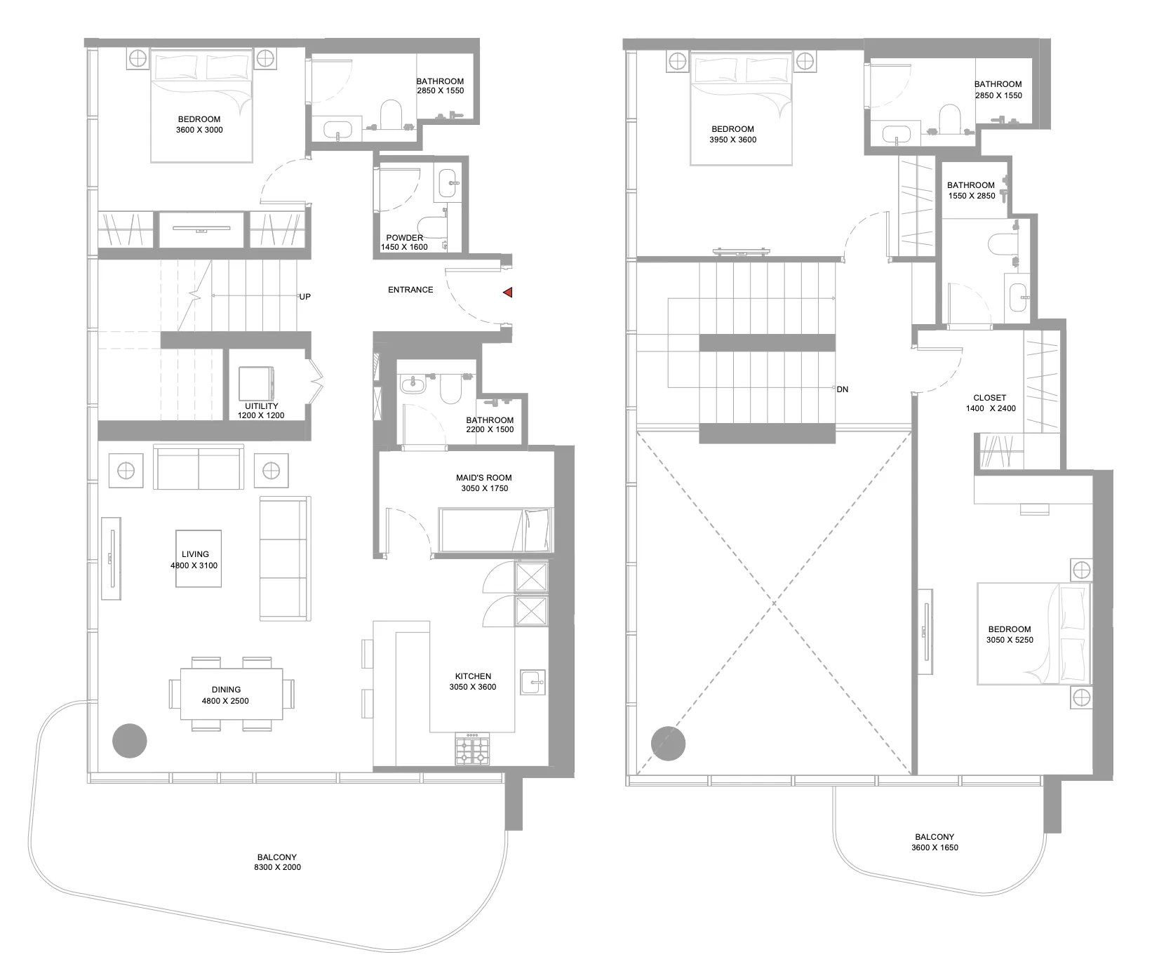 Bayside Marina Residences 3 bed floor plan, 2,155 – 2,158 sqft
