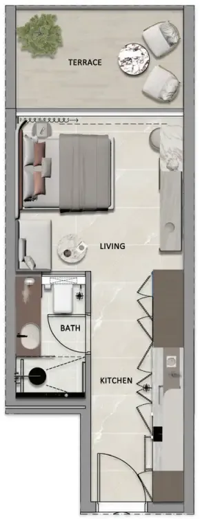 South Lofts Studio floor plan, 347 sqft