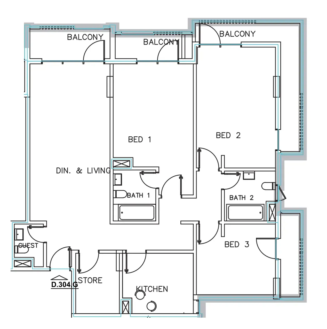 Janayen Avenue 3 bed floor plan, 1,832 sqft
