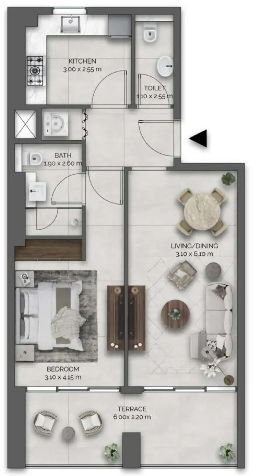Amazonia Residence 1 bed floor plan, 753 – 761 sqft