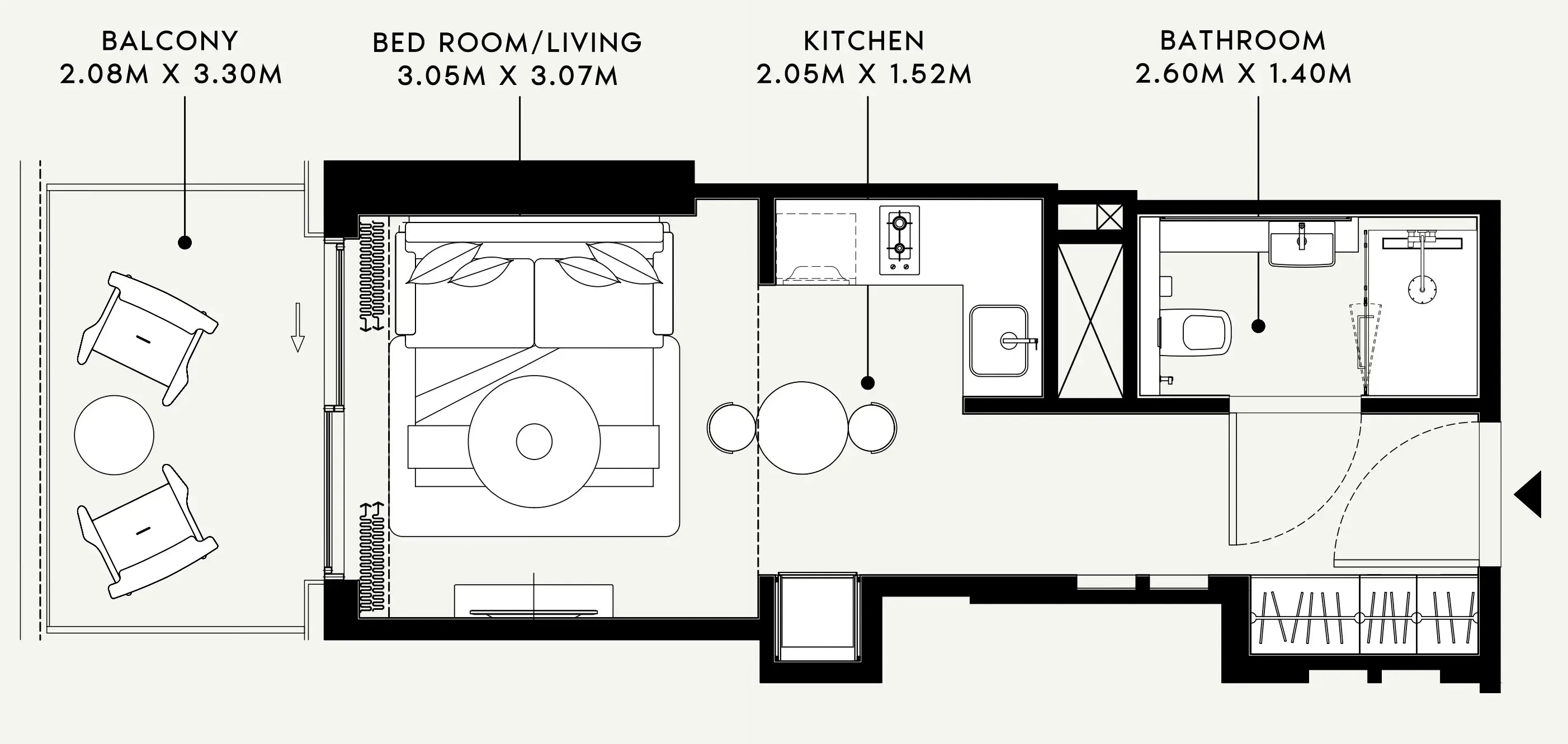 Azizi Venice Studio floor plan, 386 sqft