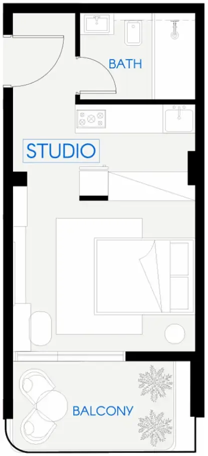 Celestara Residences Studio floor plan, 383 sqft