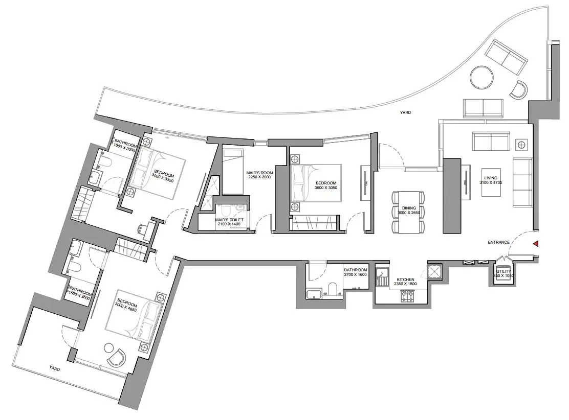 Skyscape 3 bed floor plan, 2,008 sqft