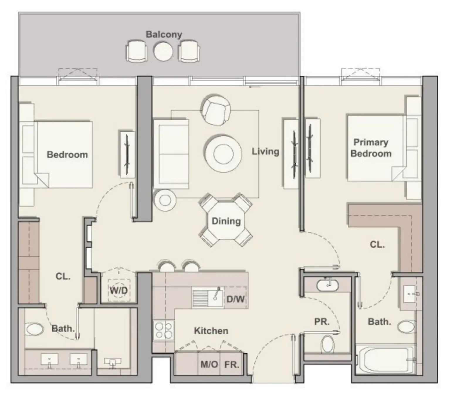Soto Grande 2 bed floor plan, 1,127 sqft