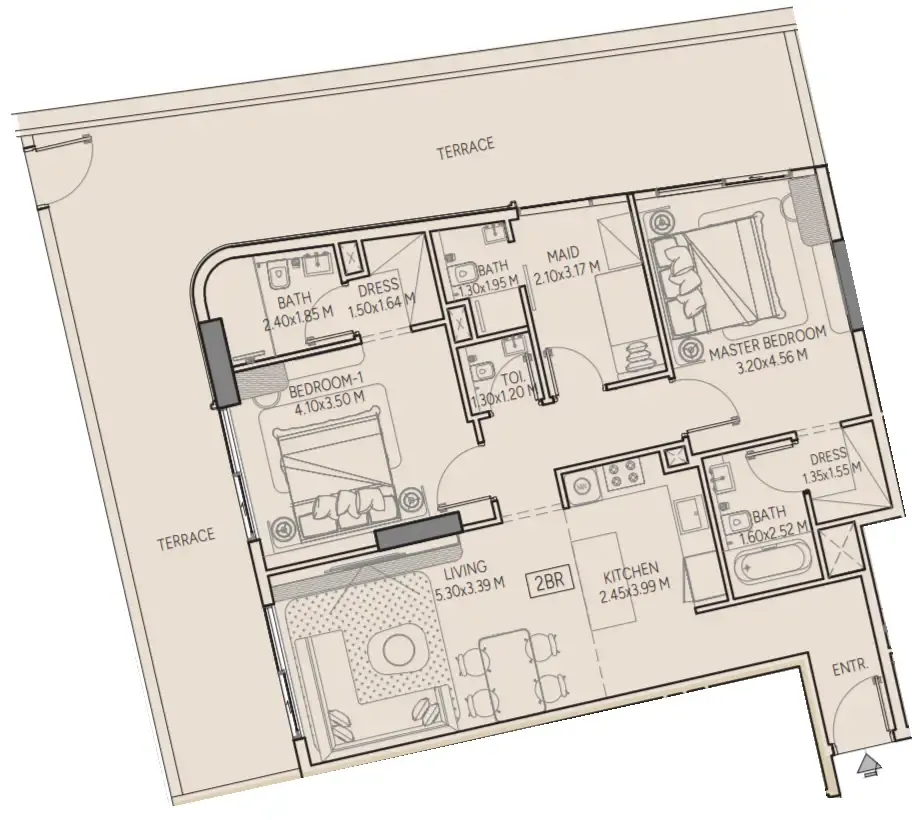 Weston by Wadan Phase 1 & 2 2 bed floor plan, 1,150 – 1,637 sqft