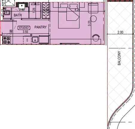 Binghatti Sky Terraces Studio floor plan, 508 sqft