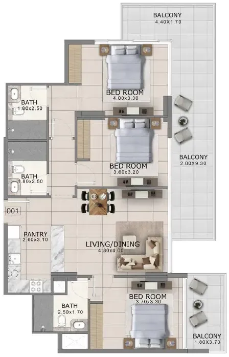 Arlington Park 2 3 bed floor plan, 1,424 sqft