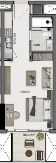Avana Residences Studio floor plan, 395 sqft