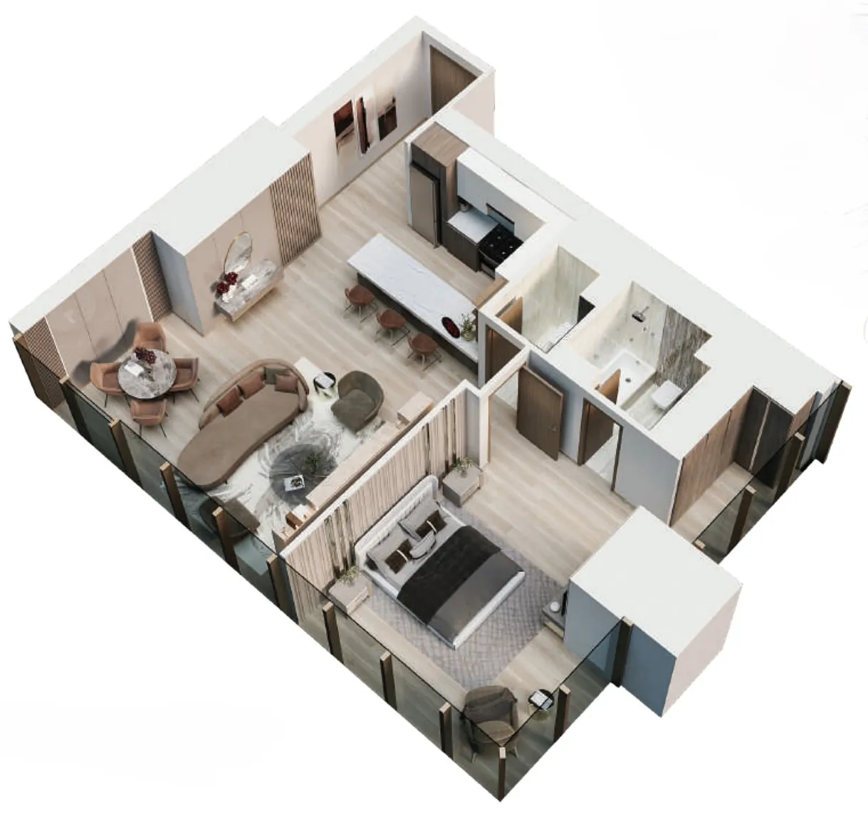 Me Do Re 2 1 bed floor plan, 1,231 – 1,254 sqft