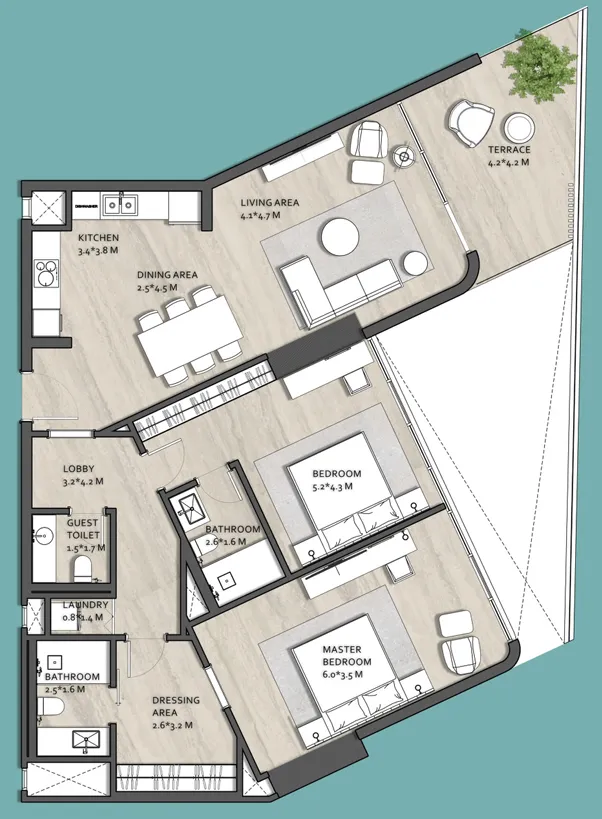 Vistal by Victoria Swarovski 2 bed floor plan, 1,109 – 1,847 sqft