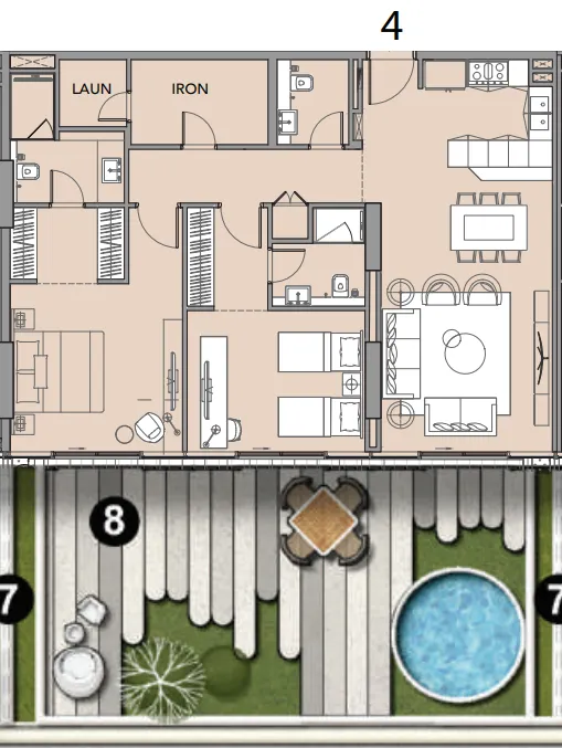 Beach Walk 4 2 bed floor plan, 1,949 sqft