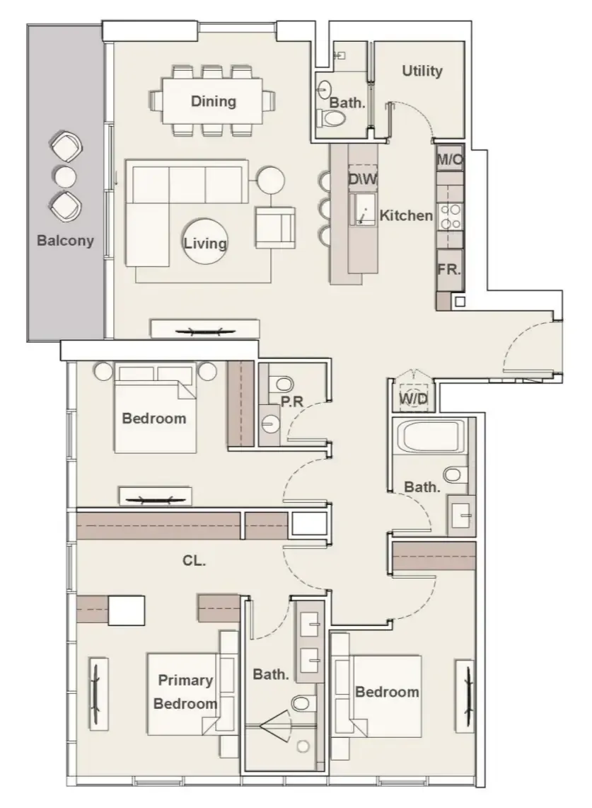 The Highgrove 3 bed floor plan, 1,712 sqft