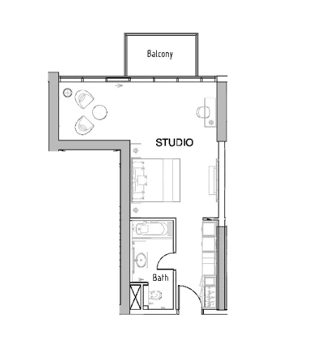 Damac Hills - Radisson Dubai Studio floor plan, 567 sqft