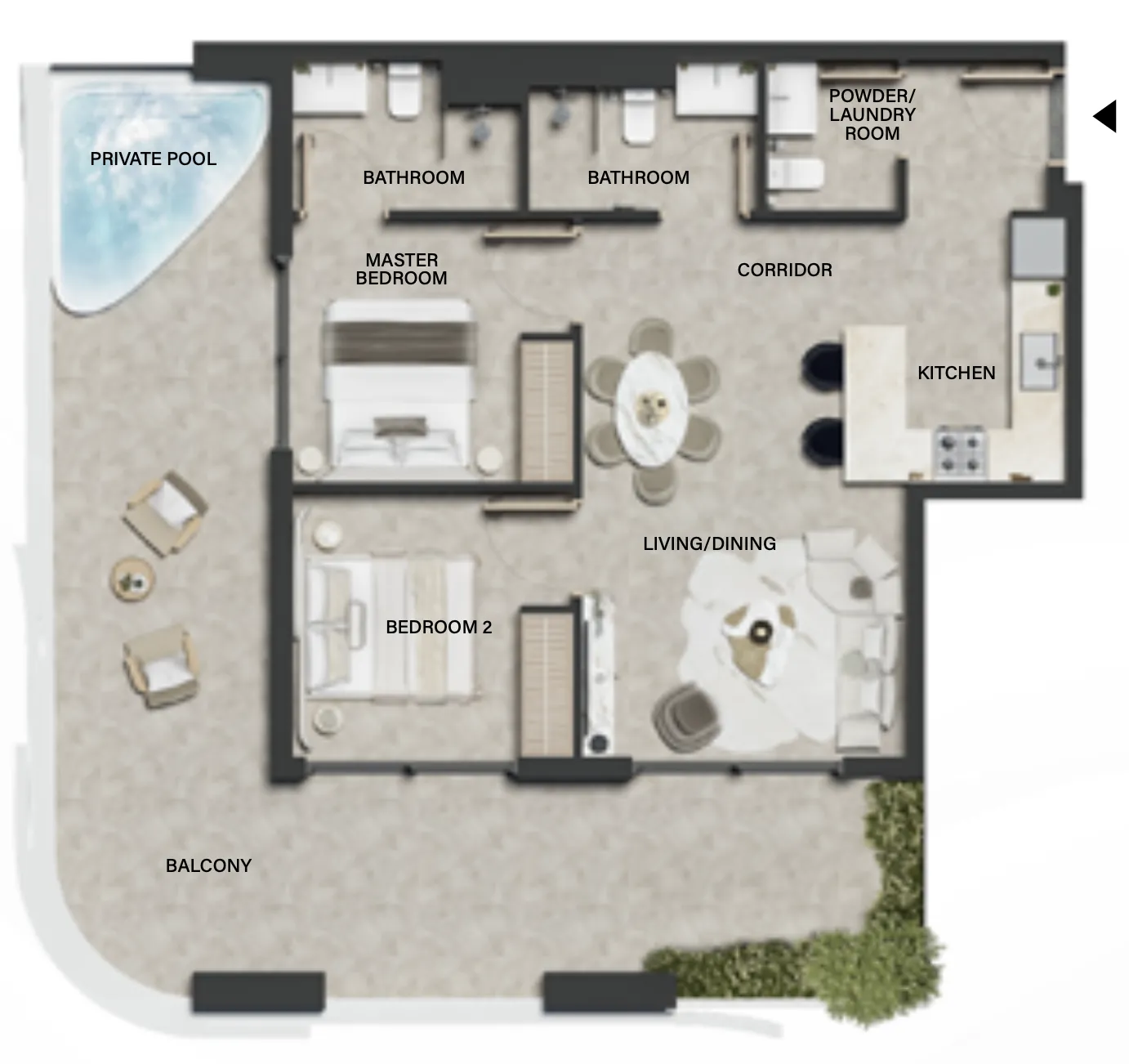 Weybridge Gardens 4 2 bed floor plan, 1,211 sqft