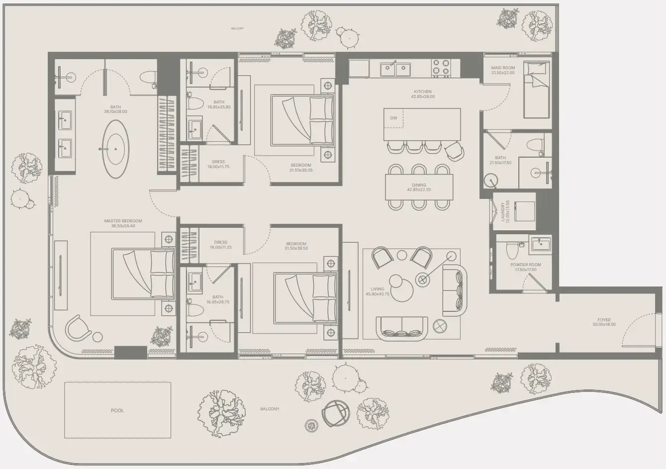 Bond Enclave 3 bed floor plan, 2,630 sqft