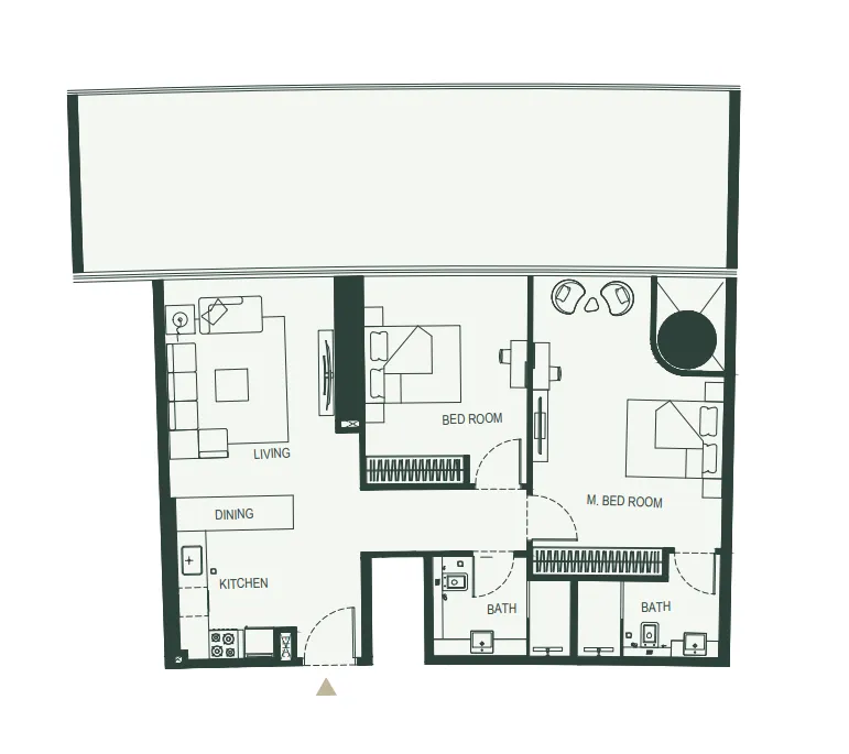 Binghatti Hills 2 bed floor plan, 1,538 sqft