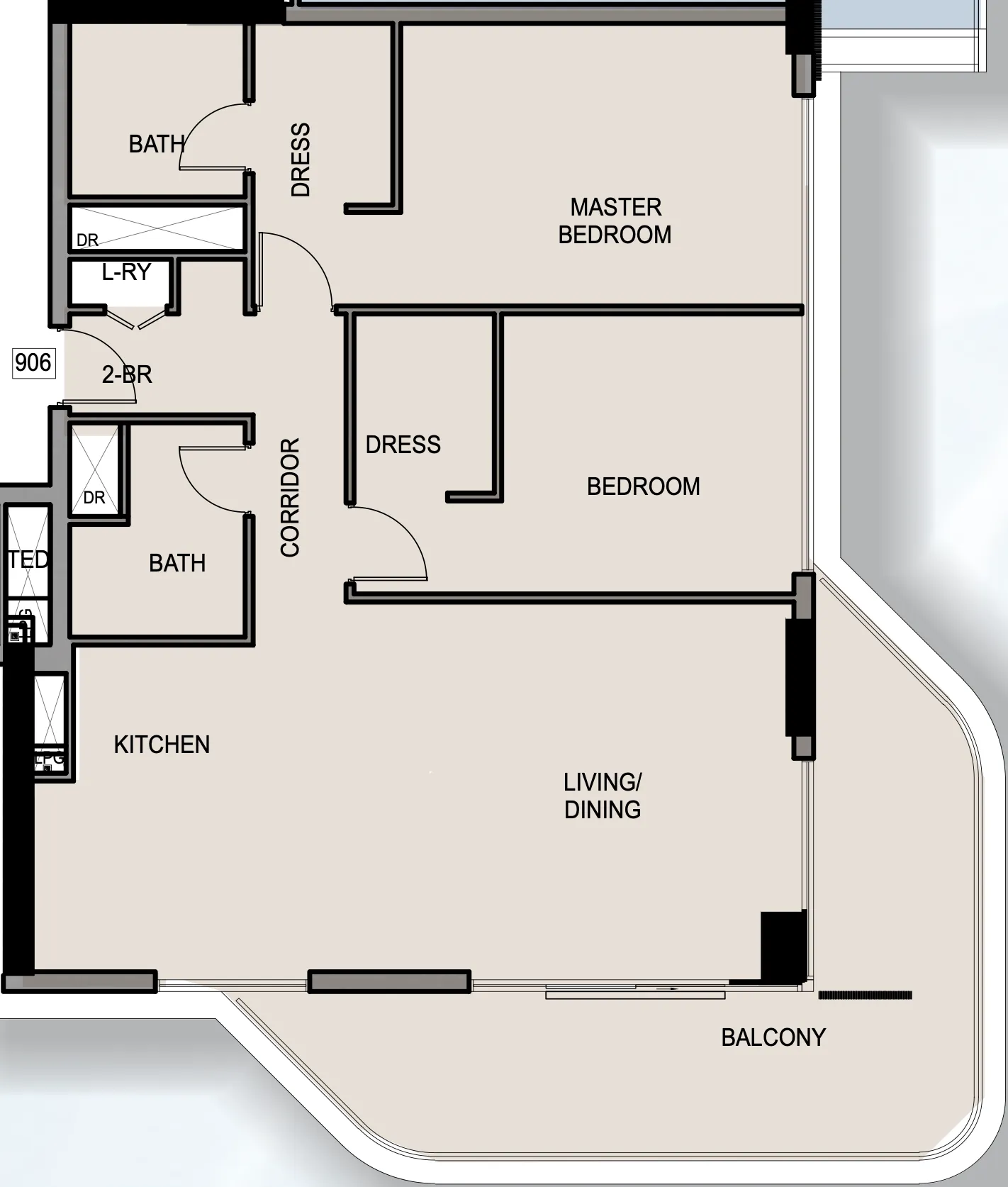 Edgewater Residences 1, 2 and 3 2 bed floor plan, 1,550 sqft